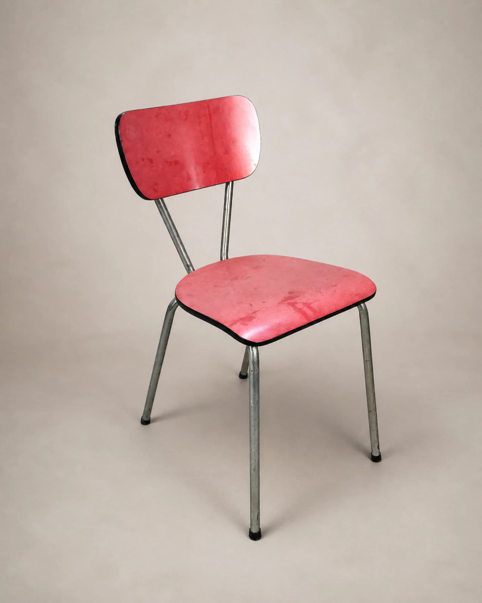 Red Formica Kitchen Chair, full view