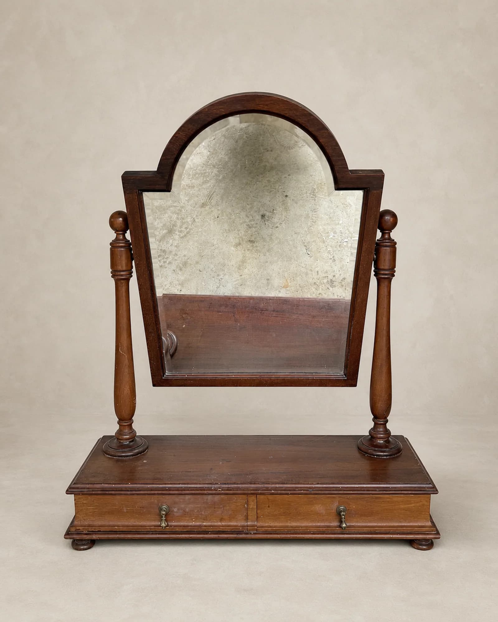 Mahogany Toilet Mirror on Drawer Base, full view